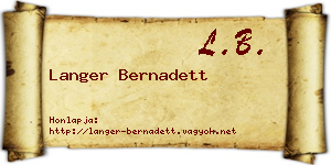 Langer Bernadett névjegykártya